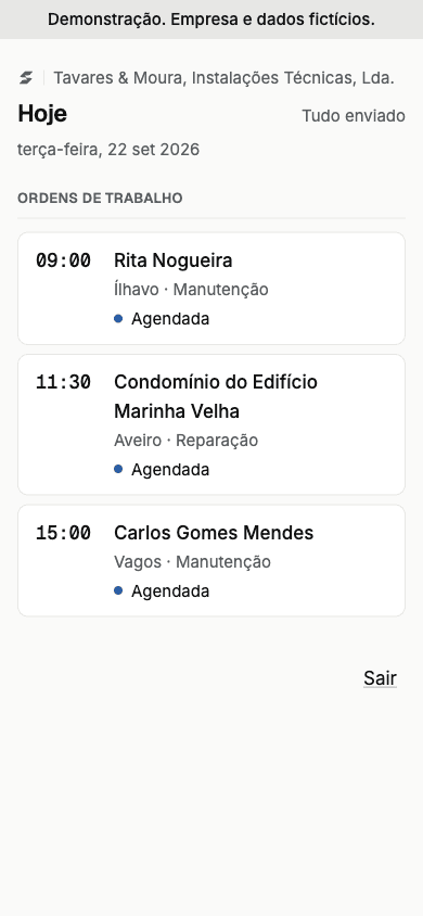 O dia do técnico no telemóvel, com as três visitas marcadas para hoje.